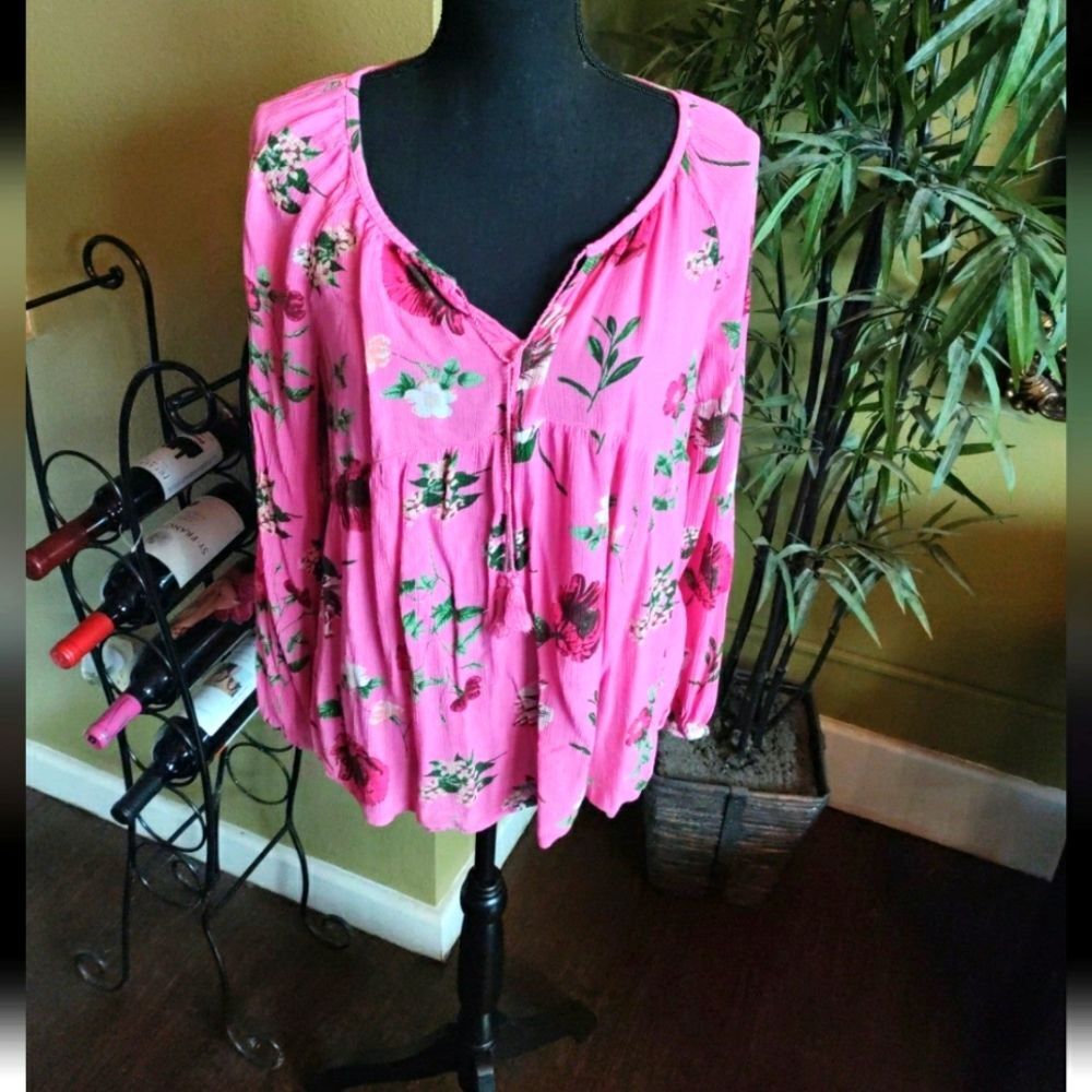 Women's pink floral blouse